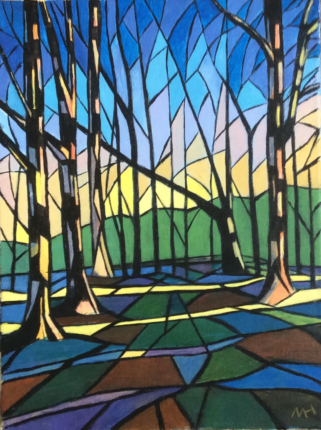 Stained glass landscape